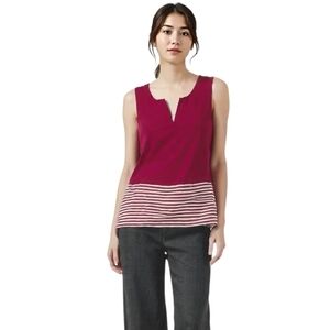 BANANA REPUBLIC Small Red Striped Blouse Womens V-neck Sleeveless
